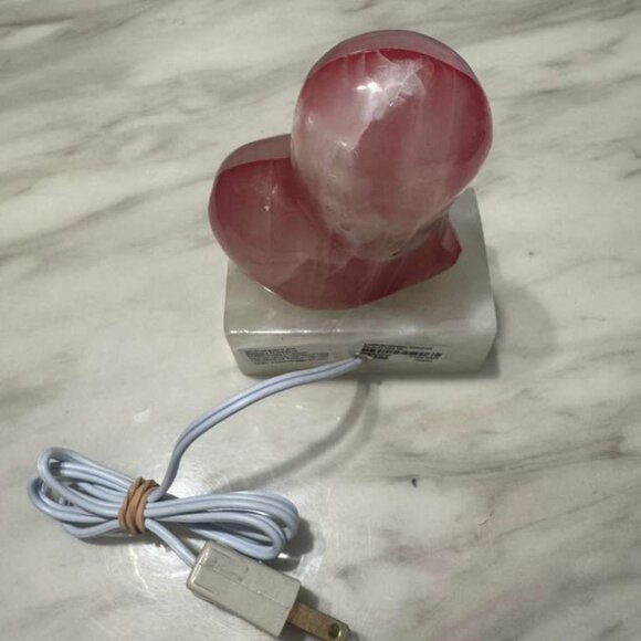 Xplor Xenses By Xcaret Mexico Rose Quartz Marble Pink Heart Lamp Night Light 5'' - Picture 3 of 10